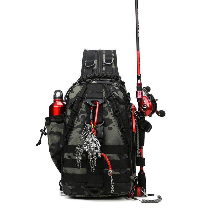Ghosthorn Fishing Tackle Backpack Storage Bag - Outdoor Shoulder Backpack - Fishing Gear Bag Large Black