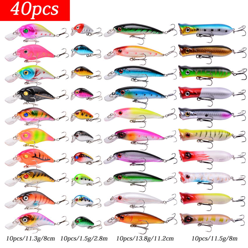 43pcs/lot Fly Fishing Lure Set – Hard Bait Wobbler – 6 Models